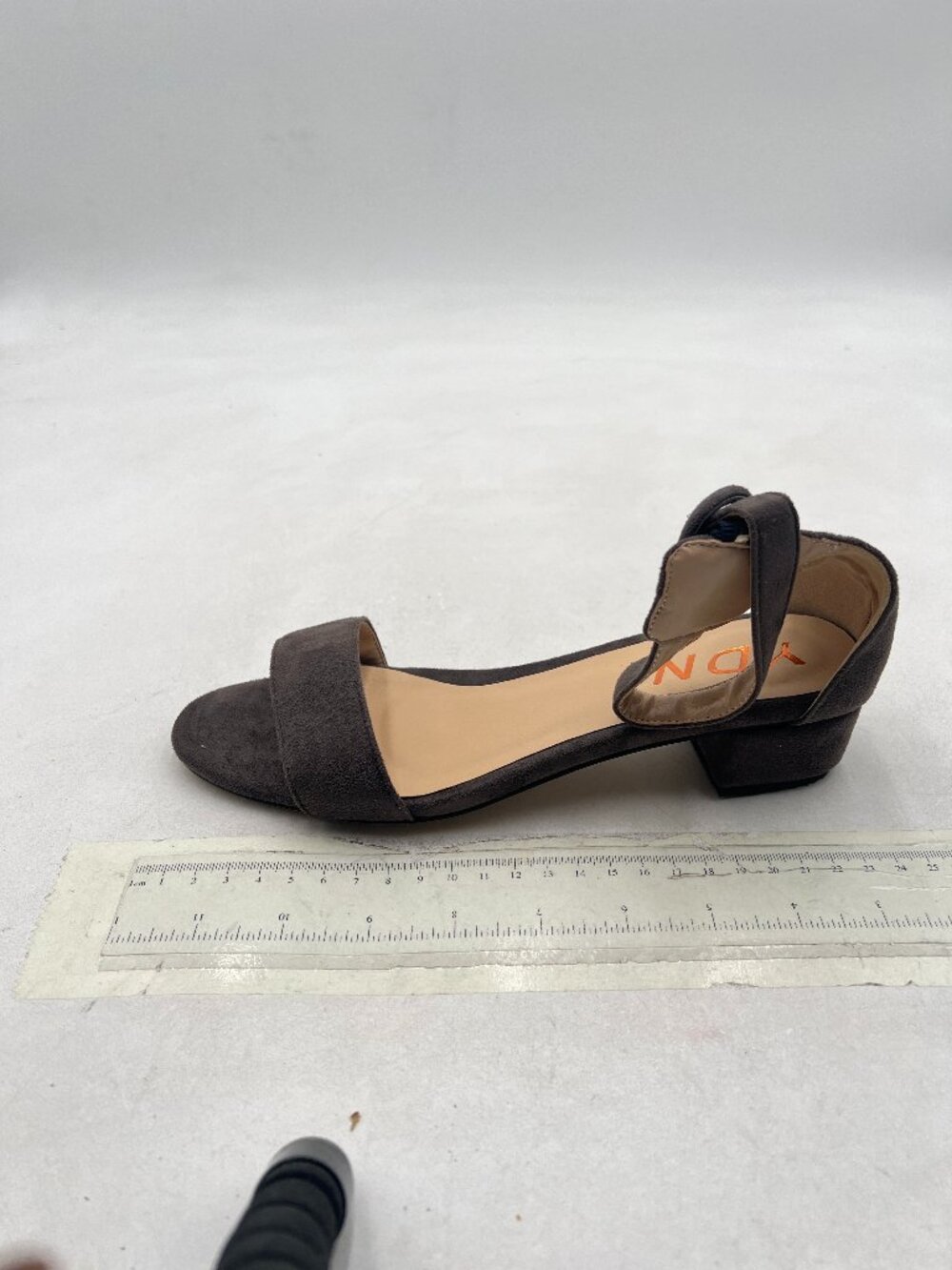 YDN Grey Low Heeled Ankle Strap Sandals Open Toe Shoe Buckle